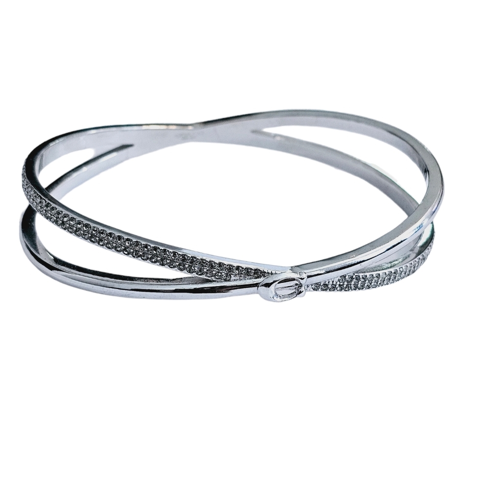Coach Silver Crystal Criss Cross Bangle